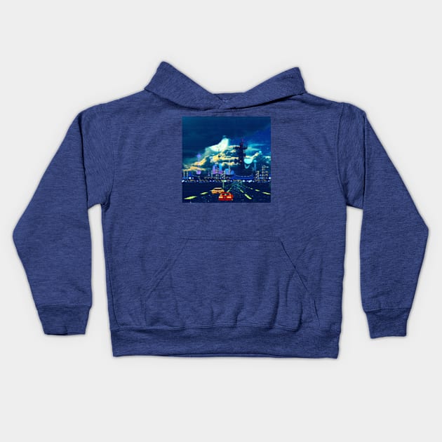 Asteroid City Racer Retrowave Kids Hoodie by lofi_retrowave